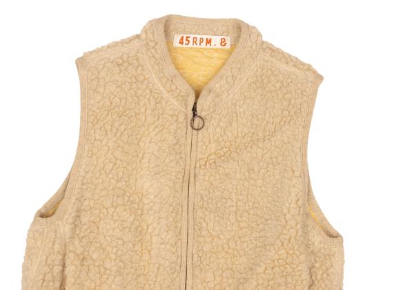 45rpm& Beige Wool Blend Boa Fleece Zip Up Vest Size 3