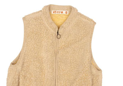 45rpm& Beige Wool Blend Boa Fleece Zip Up Vest Size 3