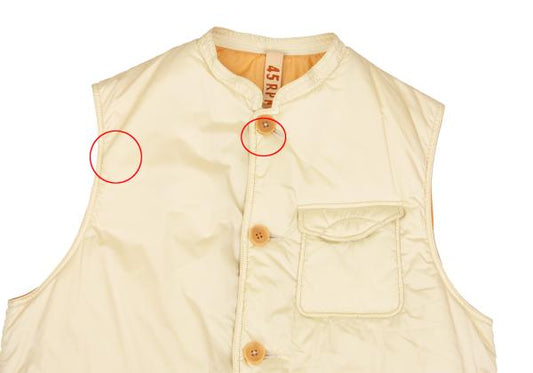 45rpm& Poly-Nylon Flap Pocket Padded Vest Cream Size 4
