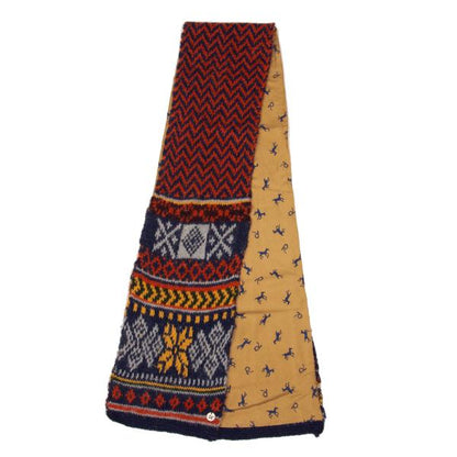 45rpm Ethnic Pattern Horse Print Wool Scarf Blue