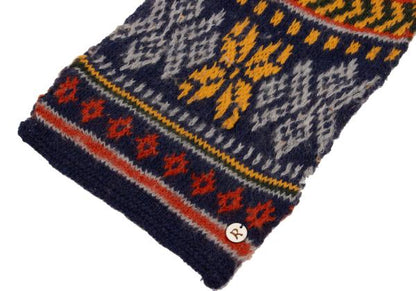 45rpm Ethnic Pattern Horse Print Wool Scarf Blue