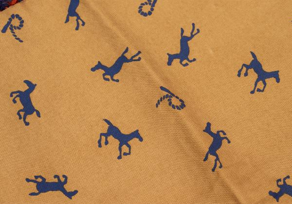 45rpm Ethnic Pattern Horse Print Wool Scarf Blue