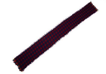 45rpm Wool Tartan Check Fringe Scarf Navy Red Multi
