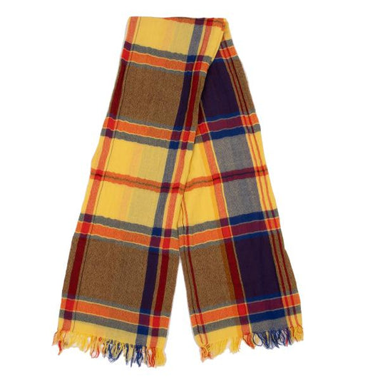 R by 45rpm Colorful Wool Check Fringe Scarf Yellow/Red