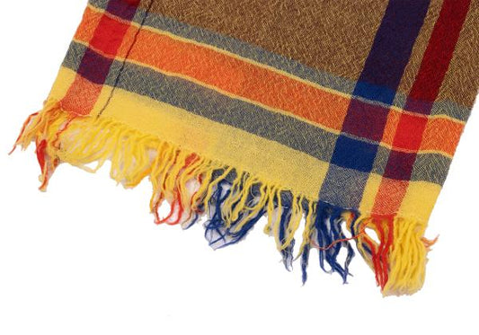 R by 45rpm Colorful Wool Check Fringe Scarf Yellow/Red