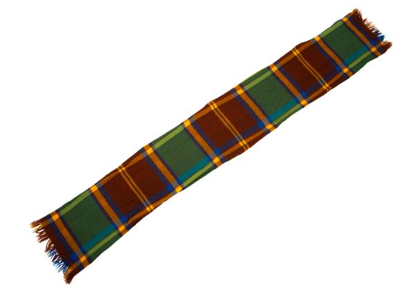 R by 45rpm Colorful Check Wool Fringe Scarf Blue