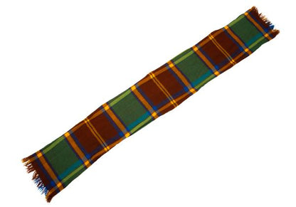 R by 45rpm Colorful Check Wool Fringe Scarf Blue