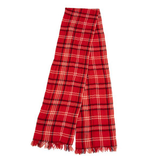 R by 45rpm Wool Check Fringe Scarf Red/Navy