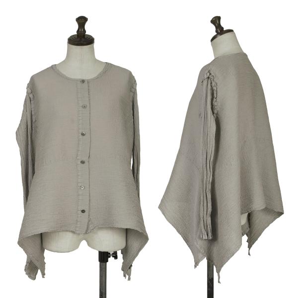 ISSEY MIYAKE me Horizontal Pleat Flare Blouse Gray Size F