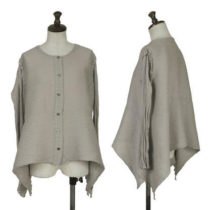 ISSEY MIYAKE me Horizontal Pleat Flare Blouse Gray Size F