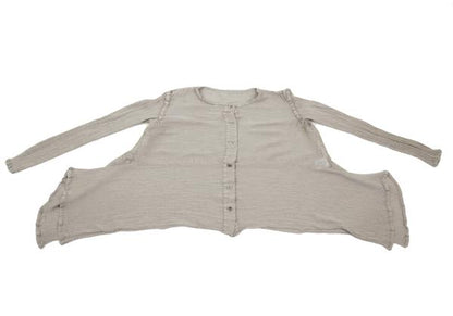 ISSEY MIYAKE me Horizontal Pleat Flare Blouse Gray Size F
