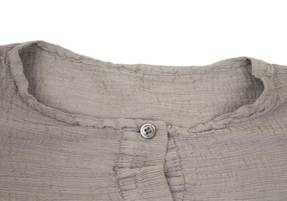 ISSEY MIYAKE me Horizontal Pleat Flare Blouse Gray Size F