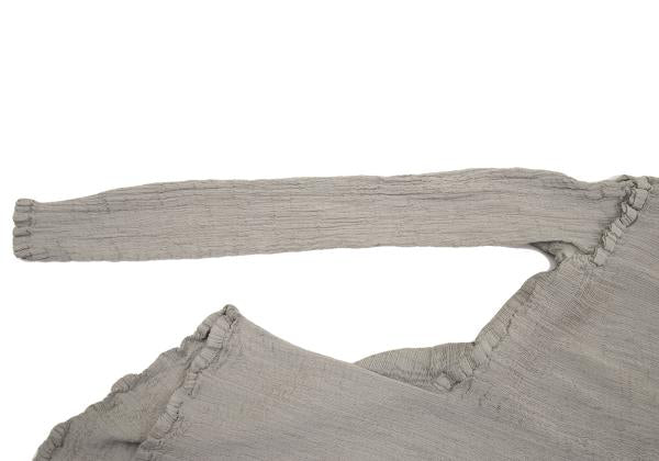 ISSEY MIYAKE me Horizontal Pleat Flare Blouse Gray Size F