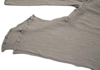 ISSEY MIYAKE me Horizontal Pleat Flare Blouse Gray Size F