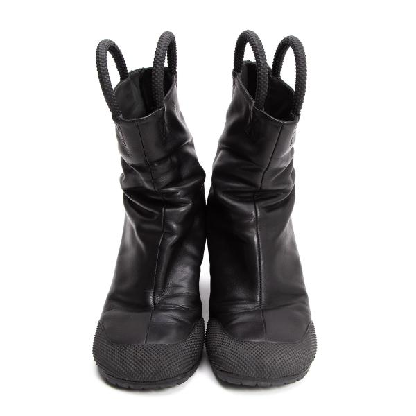 RANDOM IDENTITIES 19SS Black Loop Heel Boots Size 40 (25cm)