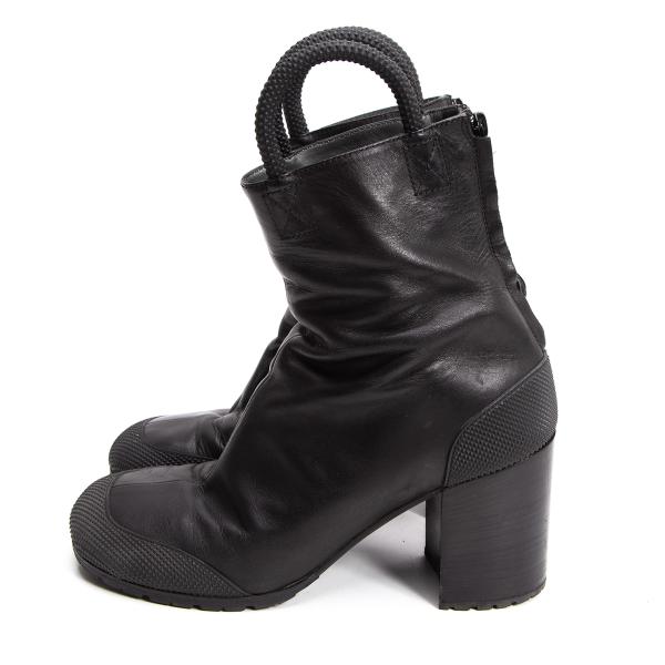 RANDOM IDENTITIES 19SS Black Loop Heel Boots Size 40 (25cm)