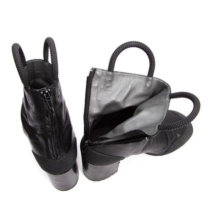 RANDOM IDENTITIES 19SS Black Loop Heel Boots Size 40 (25cm)