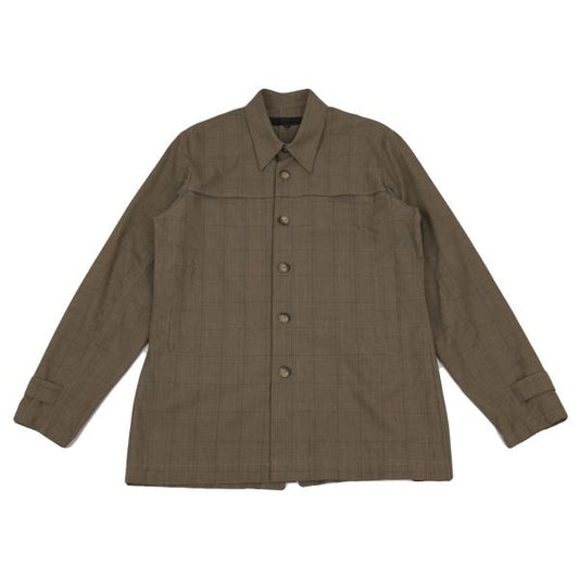 Dirk Schonberger Beige Cotton Glen Check Shirt Jacket Size S