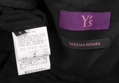 TAKESHI KOSAKA by Y's Pink Label Hem Zip Pants Black Size 2