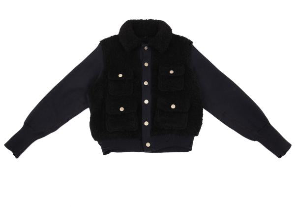45rpm 45R 908 Metal Button Boa Fleece Knit Jacket Size M