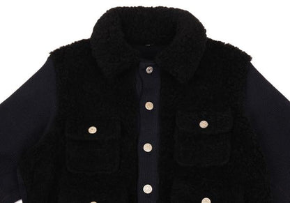 45rpm 45R 908 Metal Button Boa Fleece Knit Jacket Size M