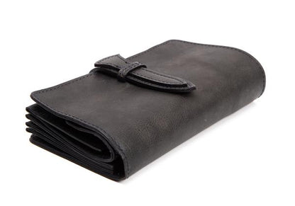 Y's Cow Leather Belted Wallet Black