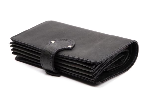 Y's Cow Leather Belted Wallet Black