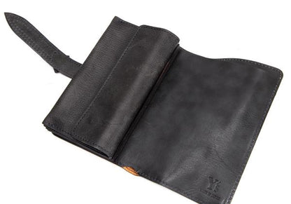 Y's Cow Leather Belted Wallet Black