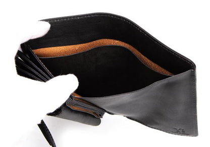 Y's Cow Leather Belted Wallet Black