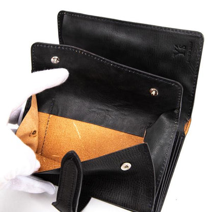 Y's Cow Leather Belted Wallet Black
