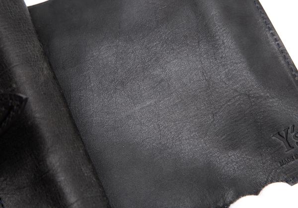 Y's Cow Leather Belted Wallet Black