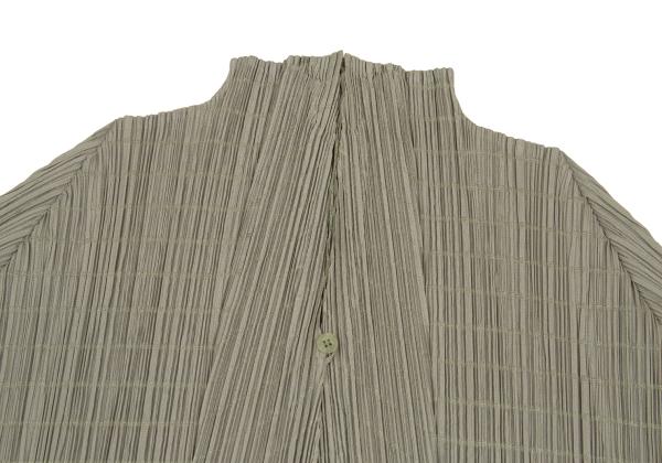 PLEATS PLEASE Border Weave Pleated 1B Cardigan Khaki Size 3