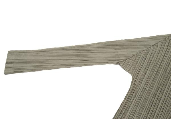 PLEATS PLEASE Border Weave Pleated 1B Cardigan Khaki Size 3