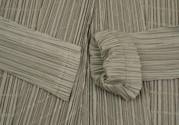 PLEATS PLEASE Border Weave Pleated 1B Cardigan Khaki Size 3