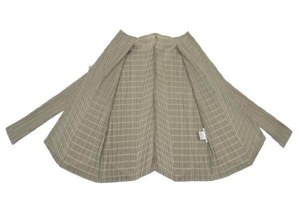 PLEATS PLEASE Border Weave Pleated 1B Cardigan Khaki Size 3
