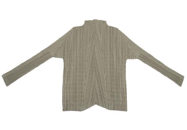PLEATS PLEASE Border Weave Pleated 1B Cardigan Khaki Size 3