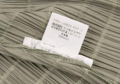 PLEATS PLEASE Border Weave Pleated 1B Cardigan Khaki Size 3