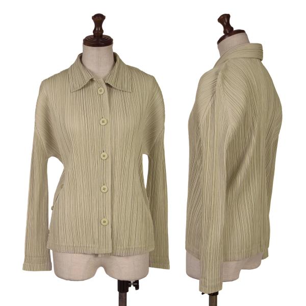 PLEATS PLEASE Polyester Pleated Shirt Beige Size 4