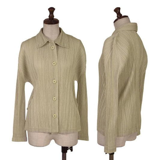 PLEATS PLEASE Polyester Pleated Shirt Beige Size 4