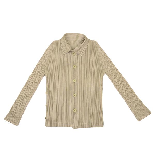 PLEATS PLEASE Polyester Pleated Shirt Beige Size 4