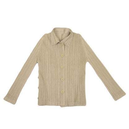 PLEATS PLEASE Polyester Pleated Shirt Beige Size 4