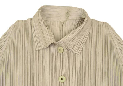 PLEATS PLEASE Polyester Pleated Shirt Beige Size 4