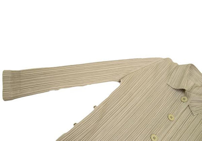 PLEATS PLEASE Polyester Pleated Shirt Beige Size 4