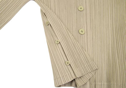 PLEATS PLEASE Polyester Pleated Shirt Beige Size 4