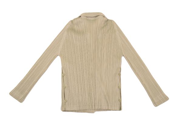 PLEATS PLEASE Polyester Pleated Shirt Beige Size 4