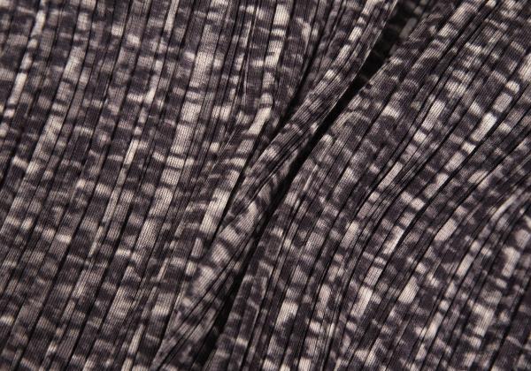 PLEATS PLEASE Fur Trim Fabric Print Zip Jacket Purple Size 4
