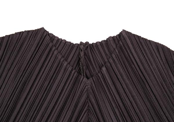 PLEATS PLEASE Pleated V-Neck Sleeveless Tunic Red Blouse Size 3