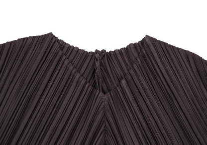 PLEATS PLEASE Pleated V-Neck Sleeveless Tunic Red Blouse Size 3