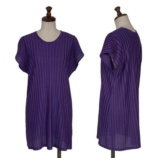 PLEATS PLEASE Pleated Sleeveless Dress Purple Size 3