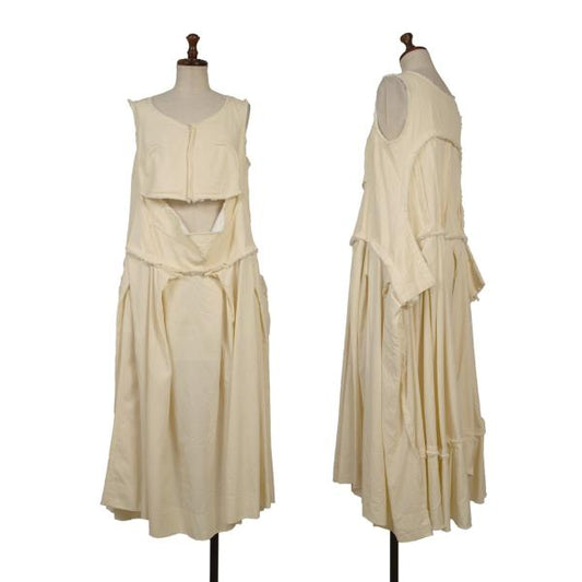 COMME des GARCONS Wool Gabardine Flare Dress Cream Size S